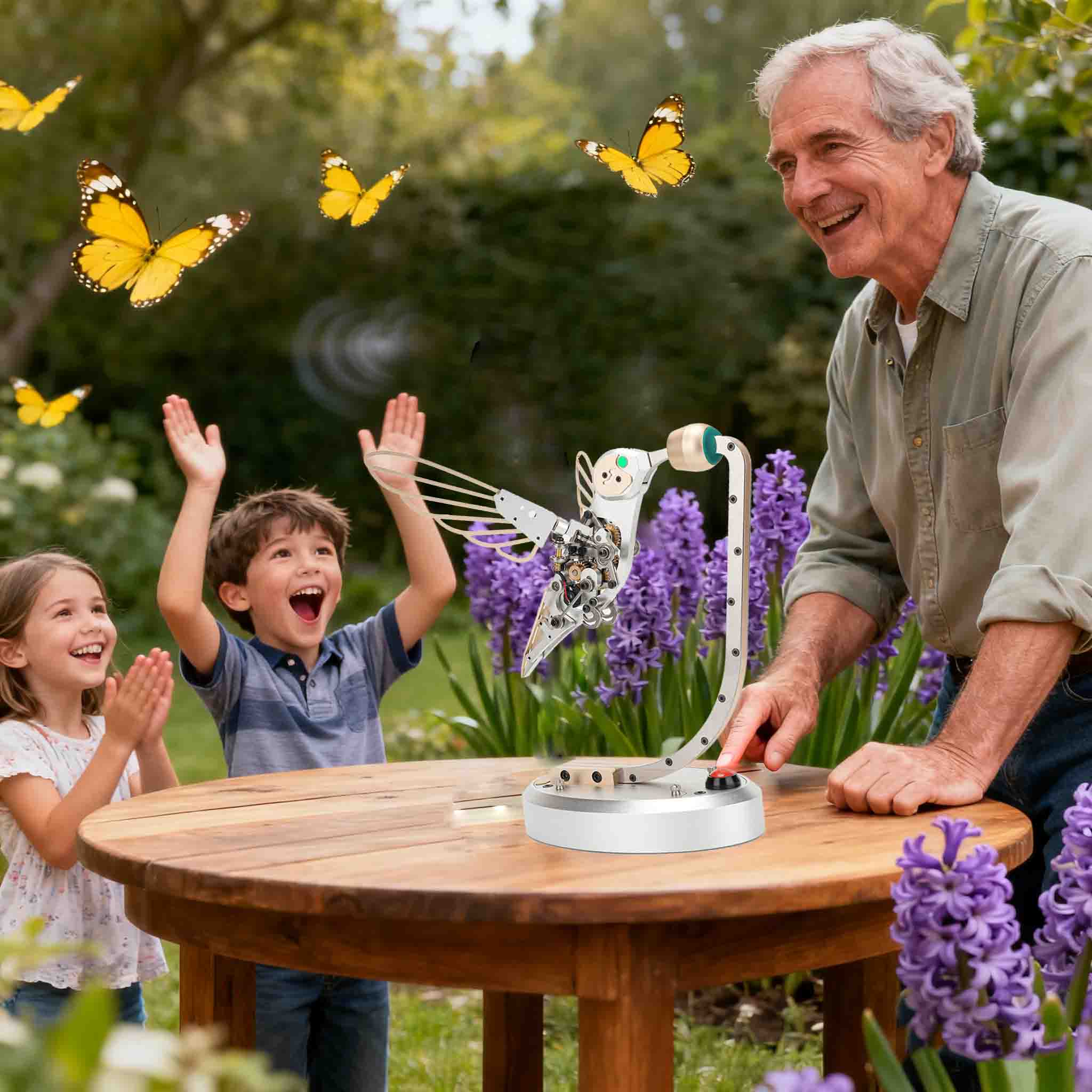 Mechanical 3D Metal Flapping Hummingbird Automata Kinetic Sculpture Kits