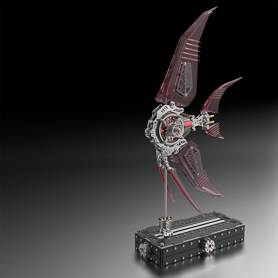 DIY Pterophyllum Blue Angelfish 3D Metal Puzzles with Mechanical Fins