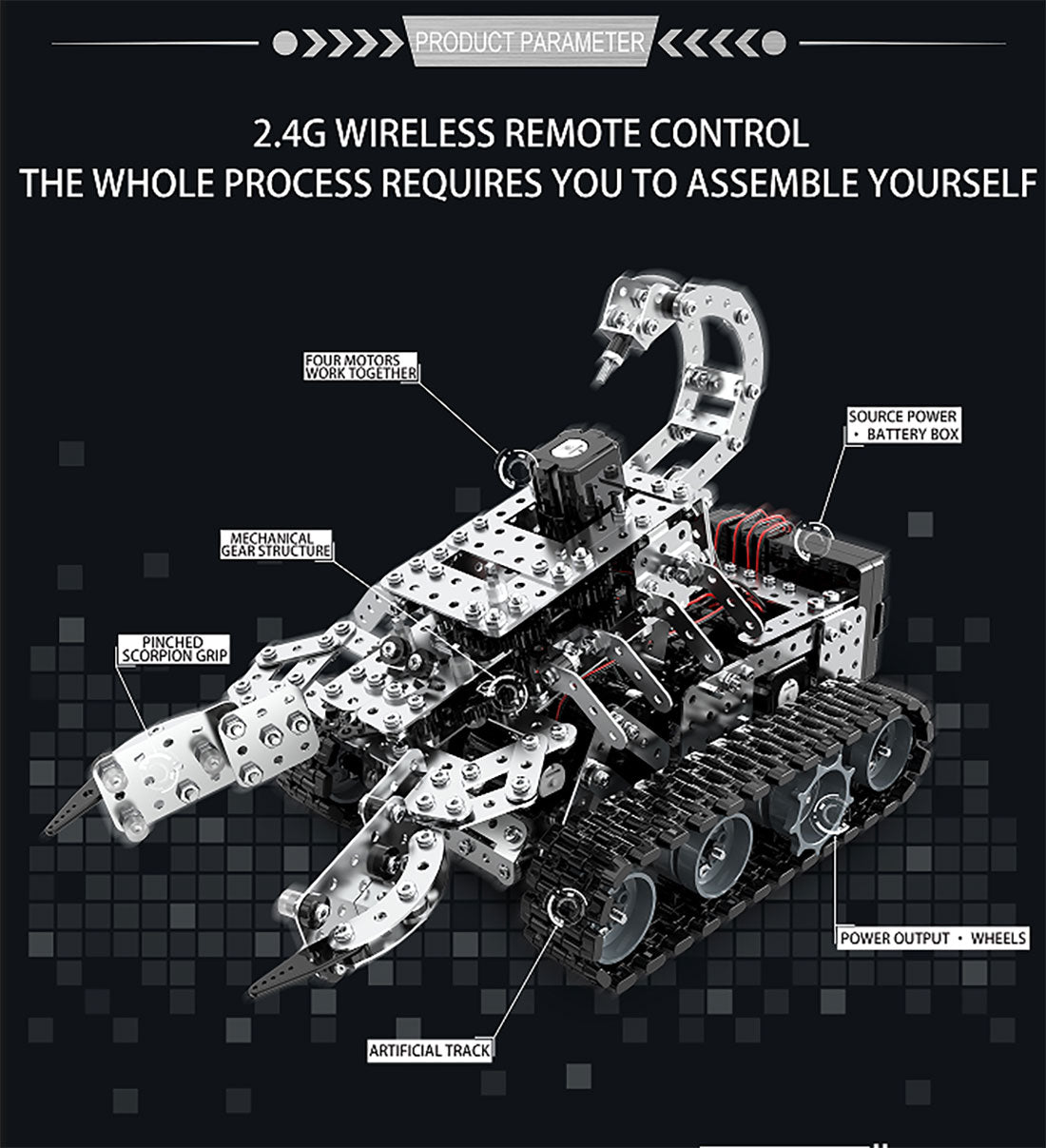 Mechanical RC Scorpion Tank 3D Metal Assembly Model Kit 12CH 2.4Ghz