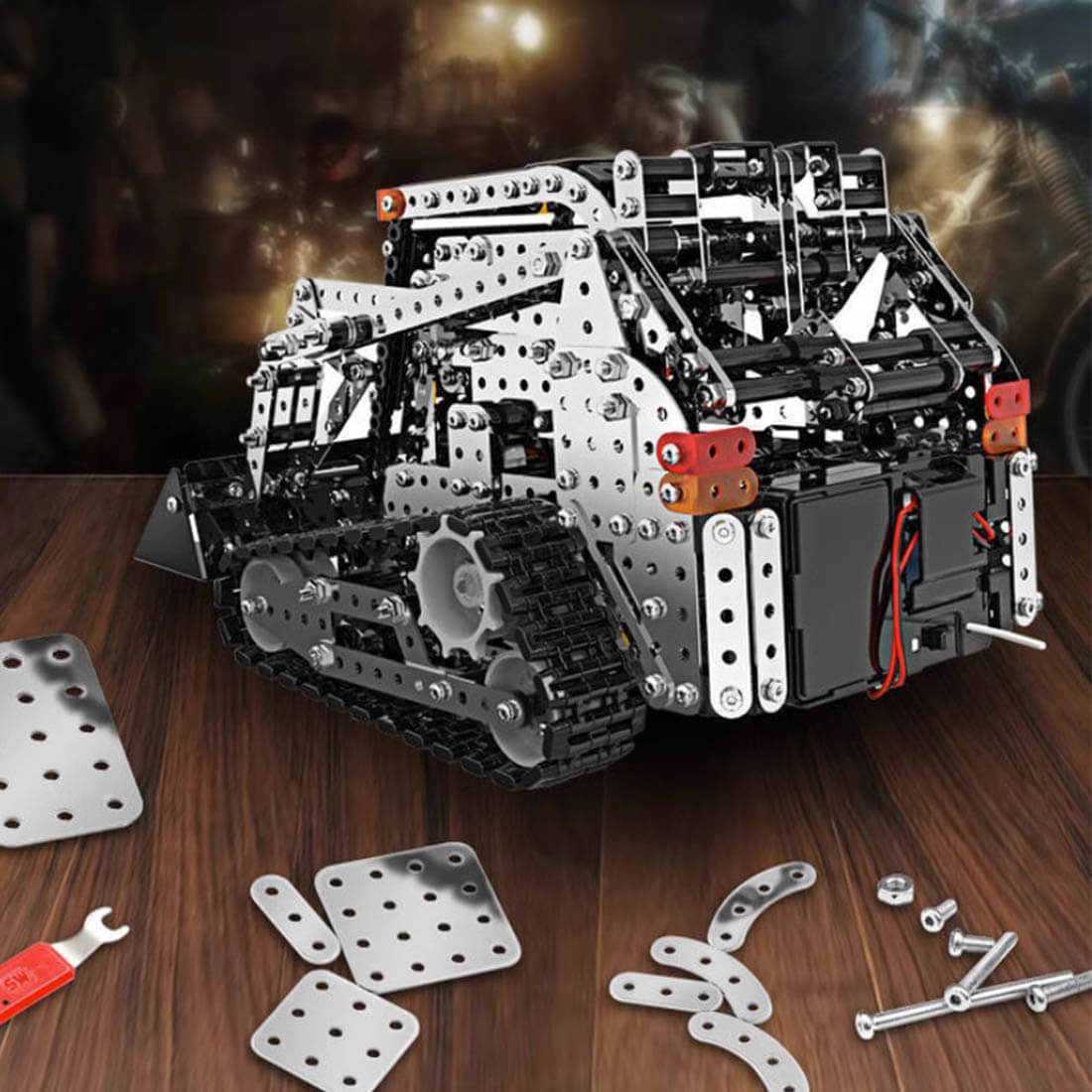 Metal Assembly Bulldozer Model 3D DIY RC Engineering Vehicle Model Creative Ornament (1150+PCS)