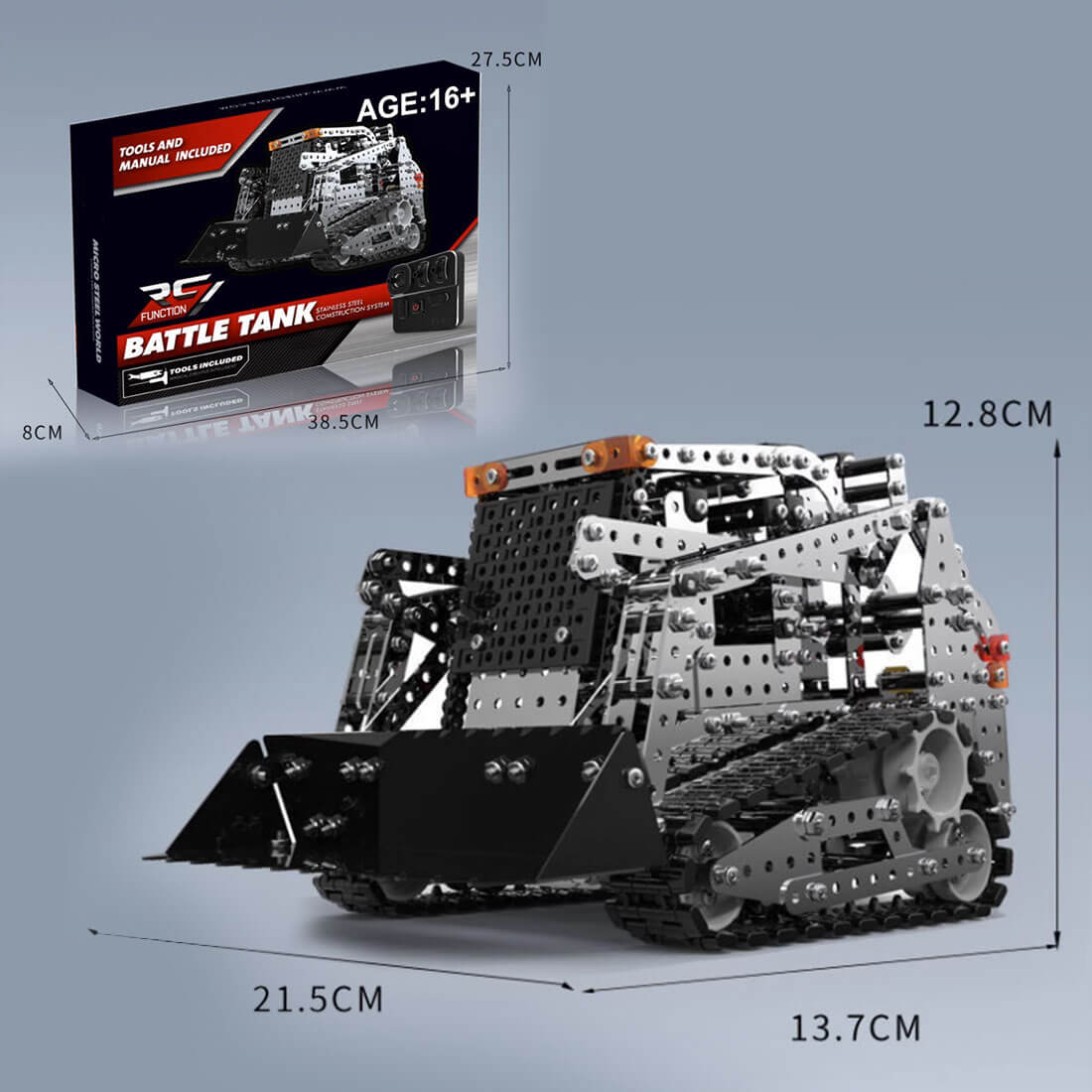 Metal Assembly Bulldozer Model 3D DIY RC Engineering Vehicle Model Creative Ornament (1150+PCS)