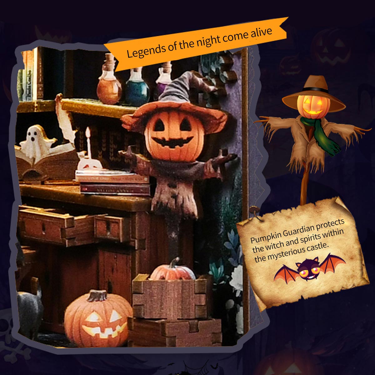 Mystery Witch’s House 3D Wooden DIY Book Hook Kit – Build Your Own Halloween Story