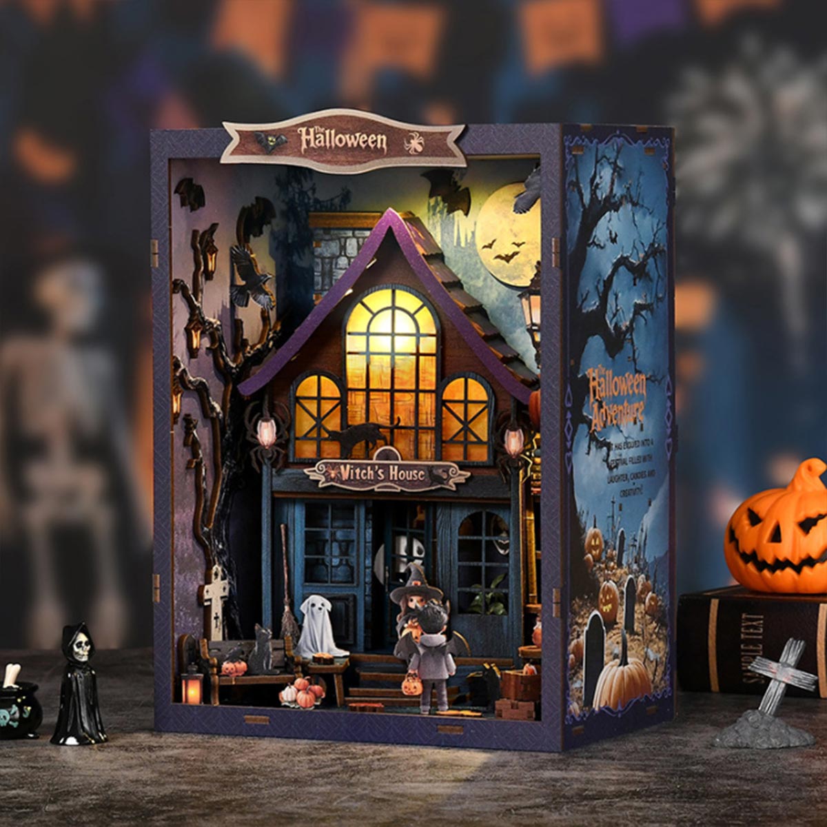 Mystery Witch’s House 3D Wooden DIY Book Hook Kit – Build Your Own Halloween Story