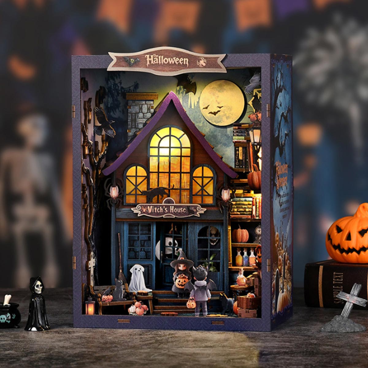 Mystery Witch’s House 3D Wooden DIY Book Hook Kit – Build Your Own Halloween Story