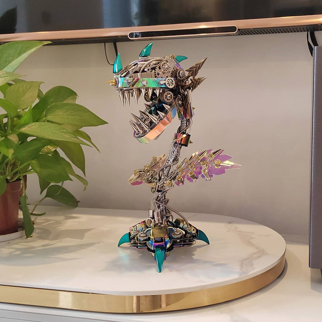 Piranha Plant Flower Metal Building Kit Toys Cannibal with Openable Mouth Collectible Gift for Halloween (400pcs)