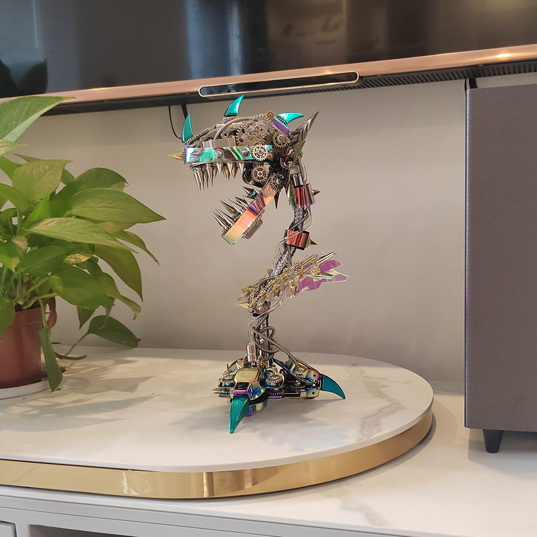 Piranha Plant Flower Metal Building Kit Toys Cannibal with Openable Mouth Collectible Gift for Halloween (400pcs)