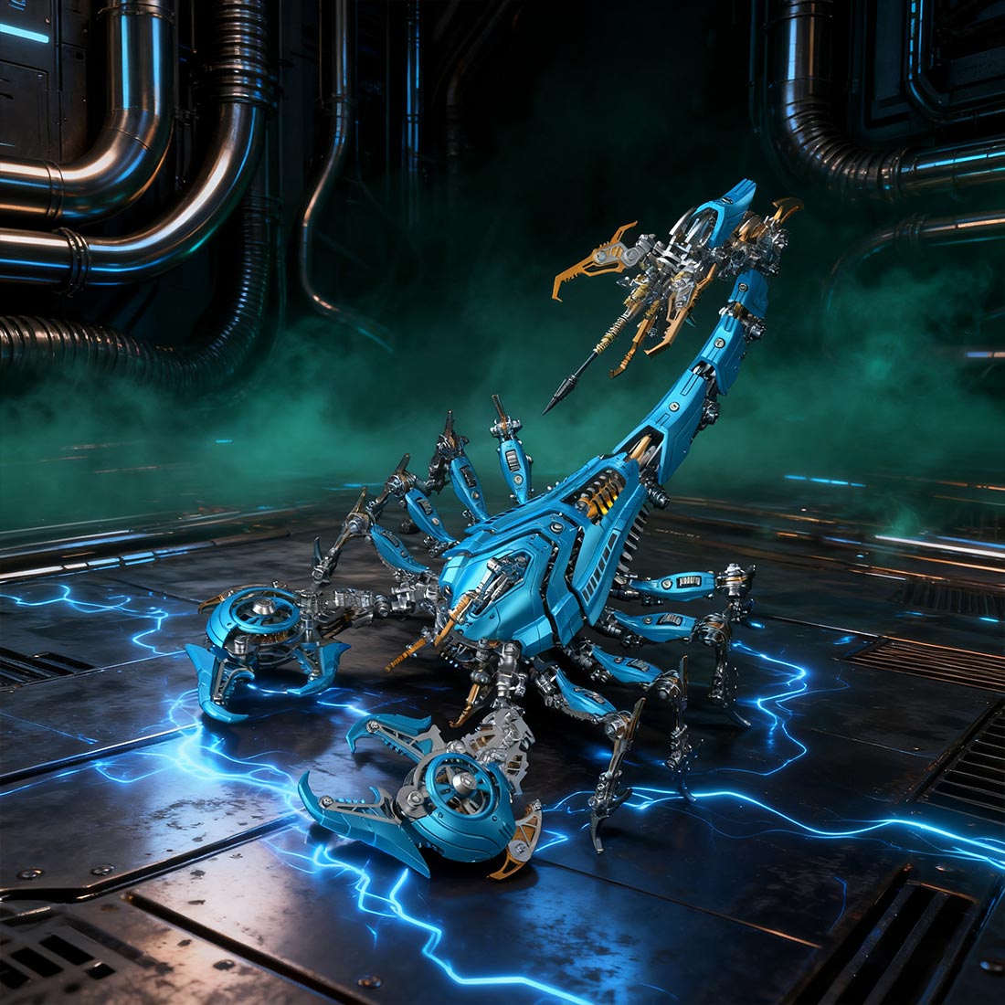 Poison Flame Cyberpunk 3D Metal War Scorpion Model Kit for Adults 1073PCS