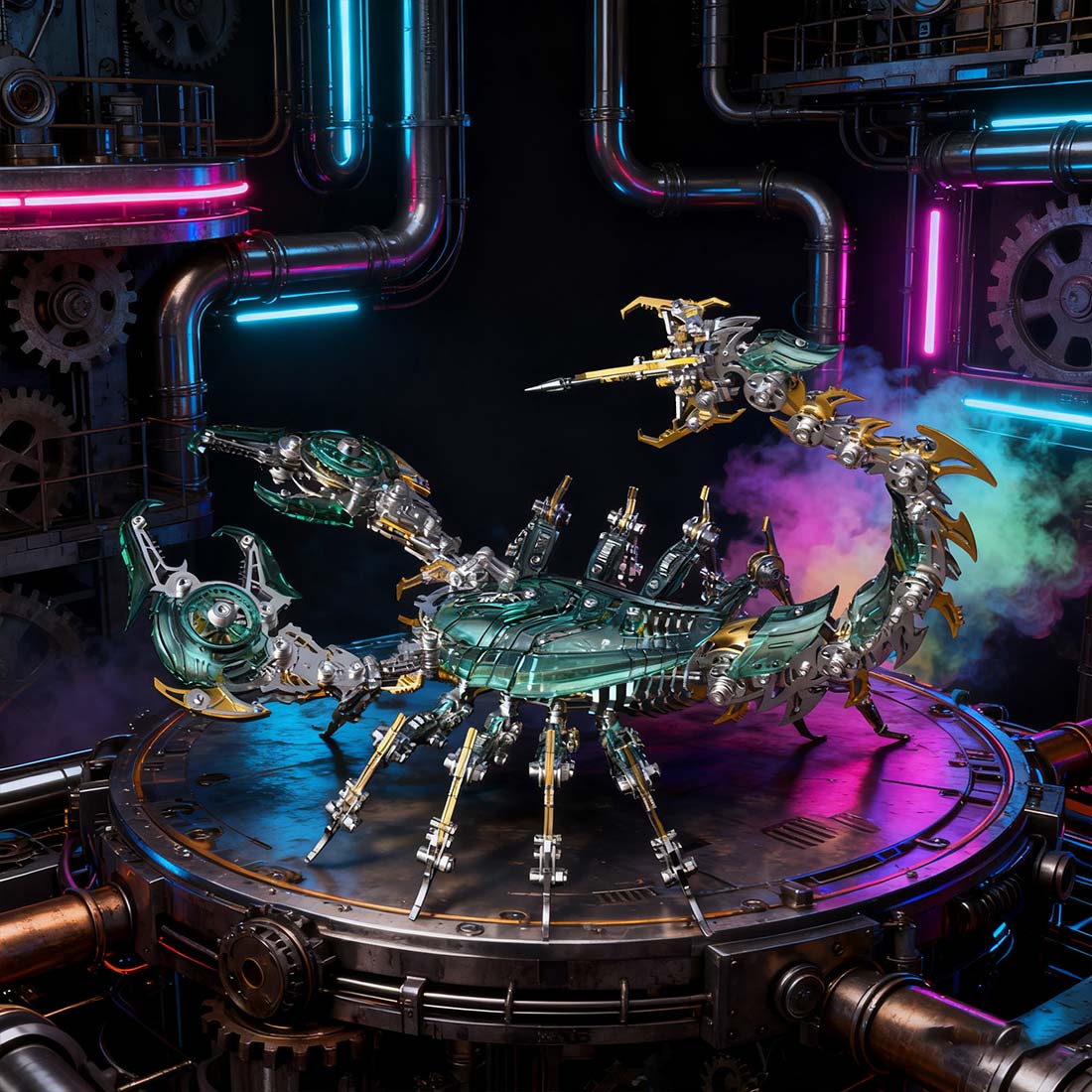 Poison Flame Cyberpunk 3D Metal War Scorpion Model Kit for Adults 1073PCS