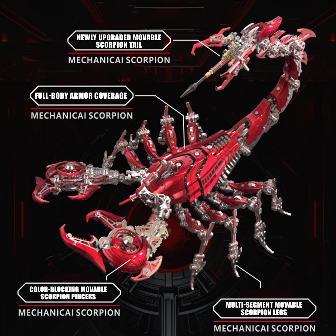 Poison Flame Cyberpunk 3D Metal War Scorpion Model Kit for Adults 1073PCS