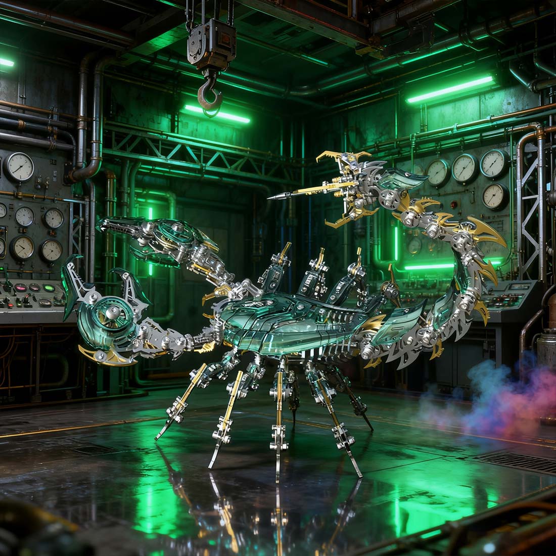 Poison Flame Cyberpunk 3D Metal War Scorpion Model Kit for Adults 1073PCS