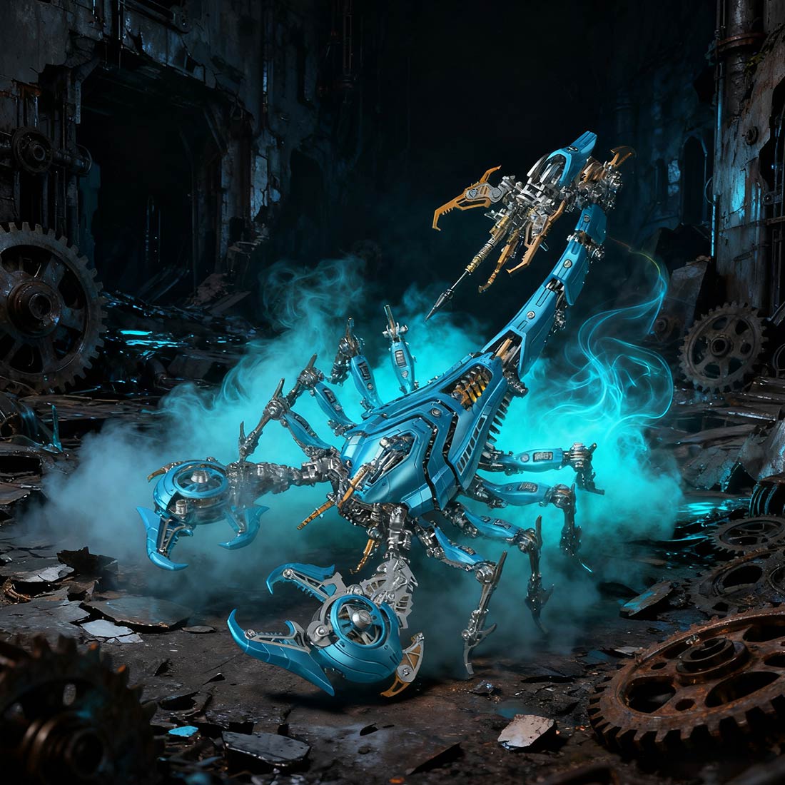 Poison Flame Cyberpunk 3D Metal War Scorpion Model Kit for Adults 1073PCS