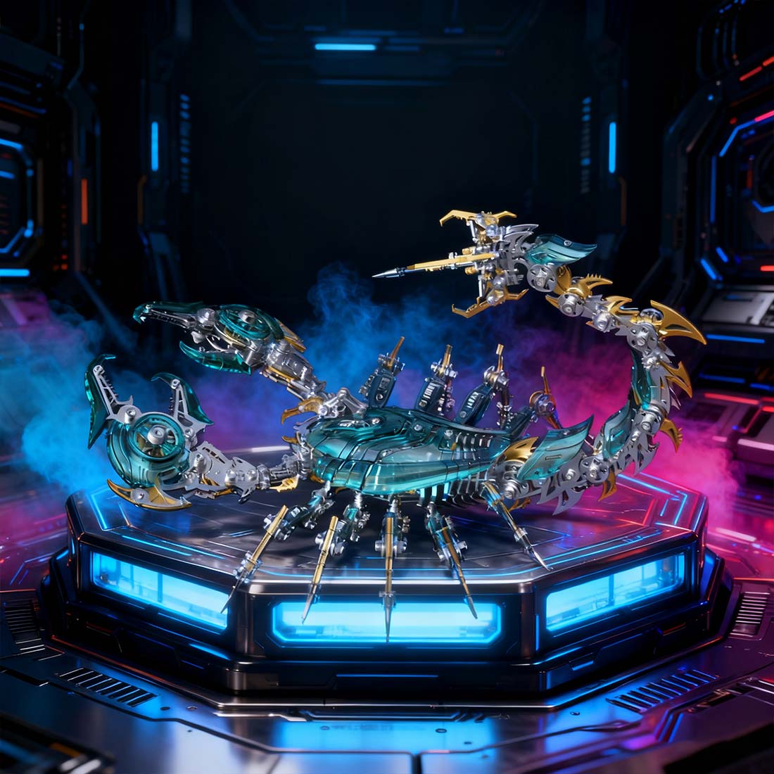 Poison Flame Cyberpunk 3D Metal War Scorpion Model Kit for Adults 1073PCS