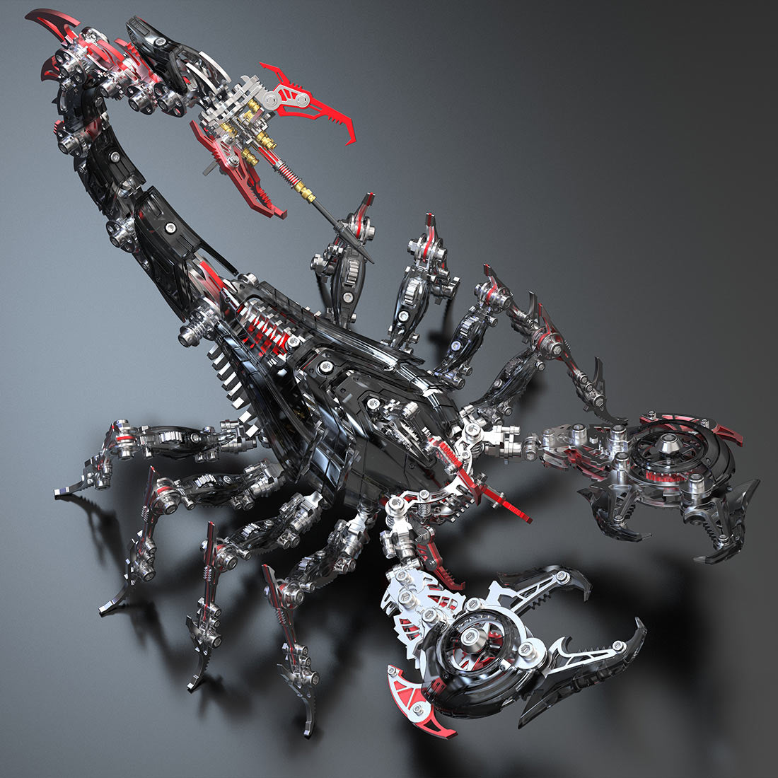 Poison Flame Cyberpunk 3D Metal War Scorpion Model Kit for Adults 1073PCS