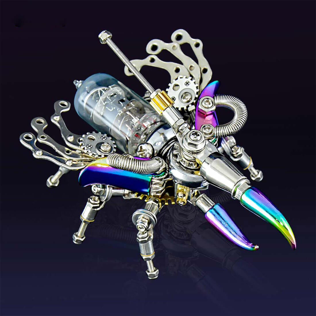 Punk Rhinoceros Beetle 3D Metal Puzzle Insect DIY Kits with Light