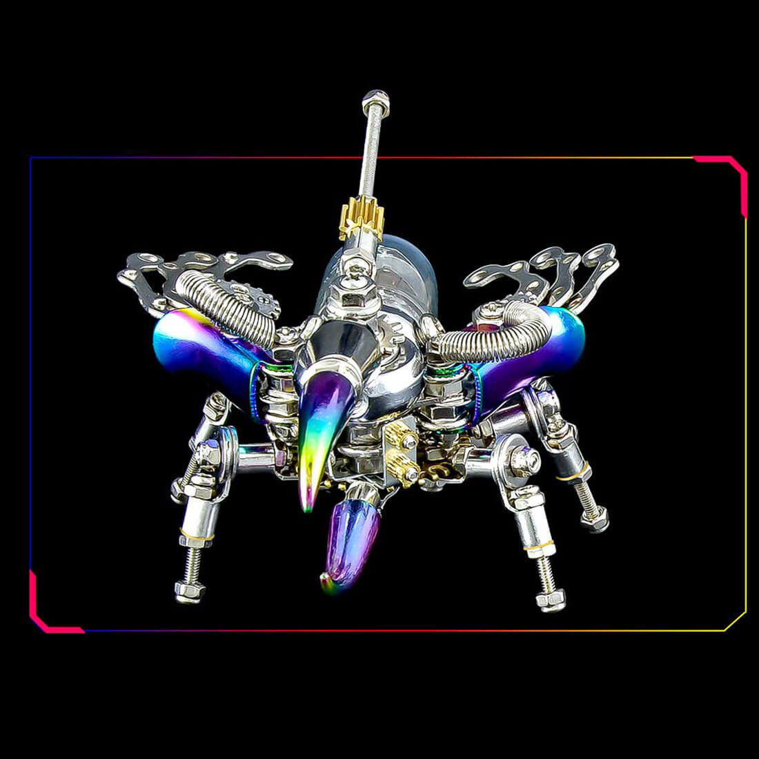 Punk Rhinoceros Beetle 3D Metal Puzzle Insect DIY Kits with Light