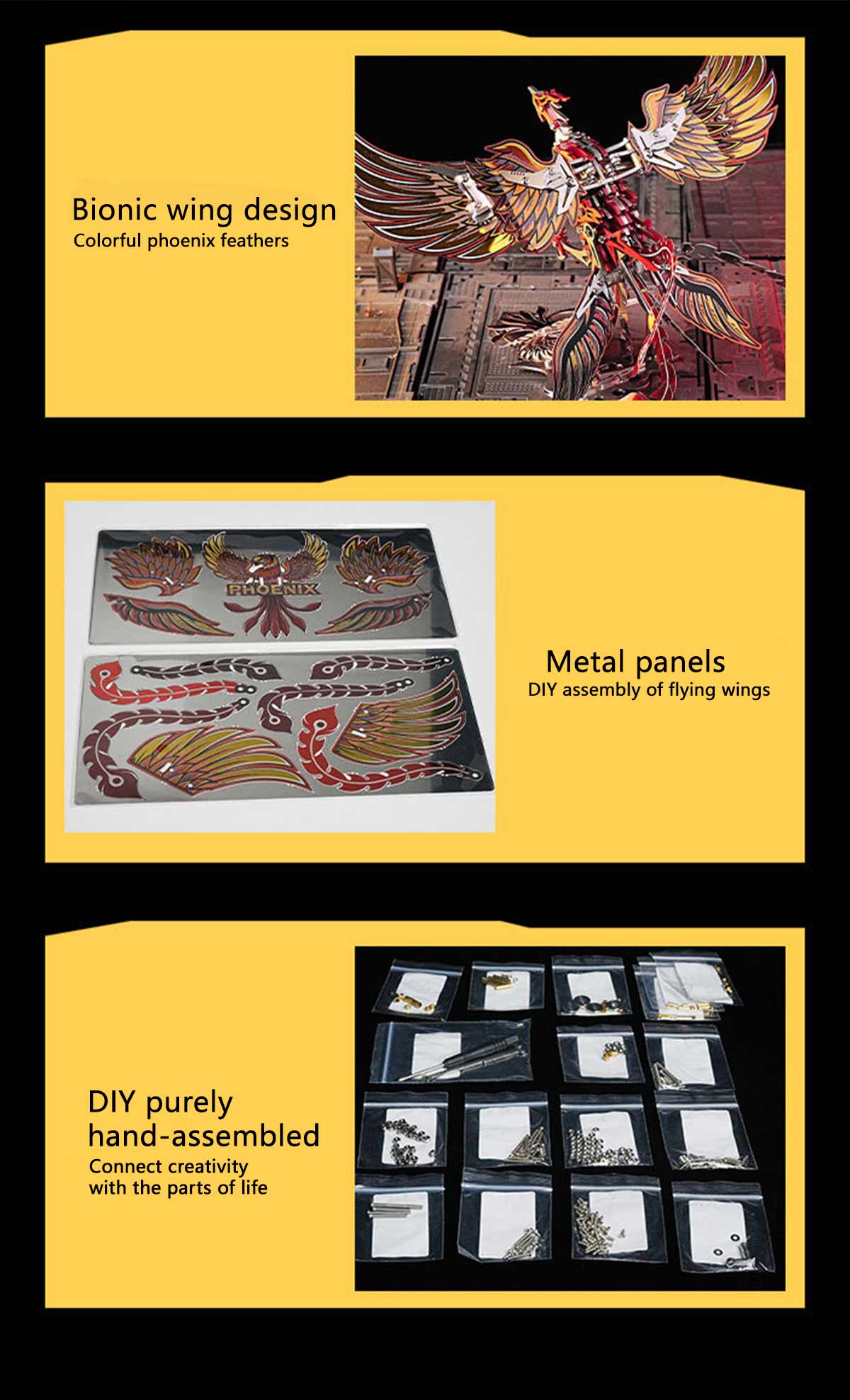 Rise of the Phoenix Born of Fire 3D Metal Mechanical Kinetic Phoenix Model Kits