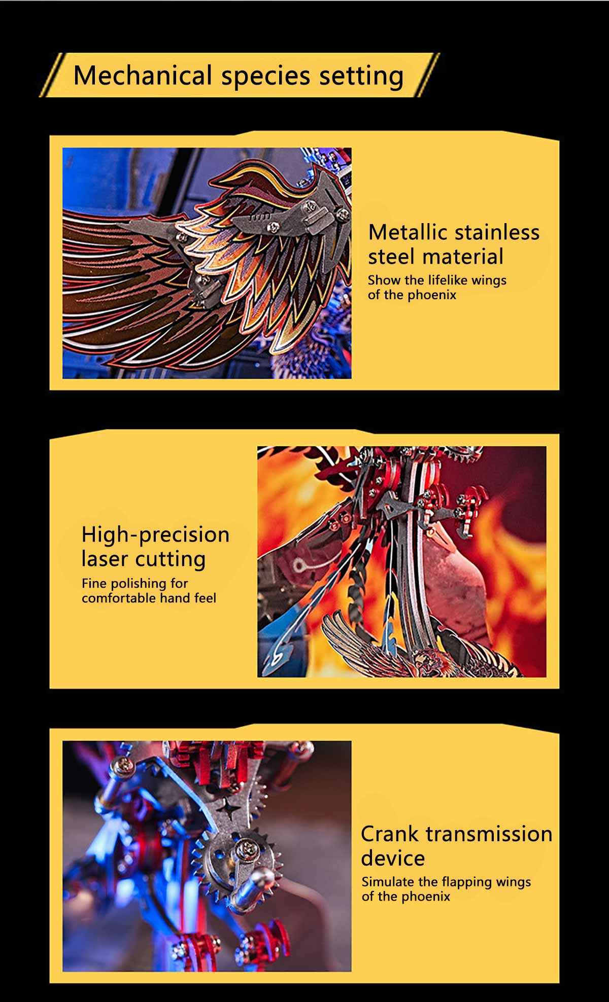 Rise of the Phoenix Born of Fire 3D Metal Mechanical Kinetic Phoenix Model Kits