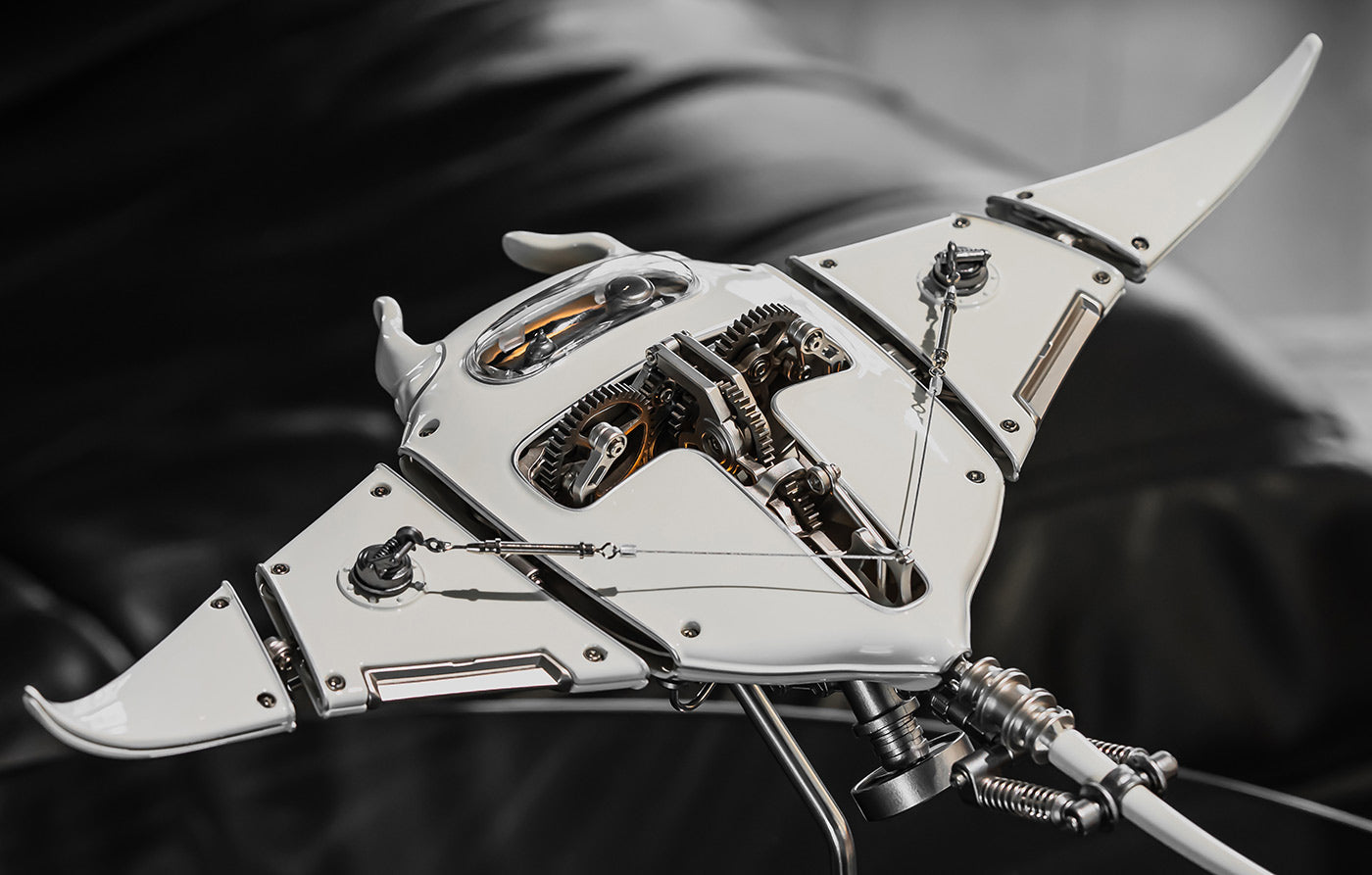 Mobula Rays Model Sci-fi White Mobula Manta Ray 3D Metal Mechanical DIY Model Kits Artwo