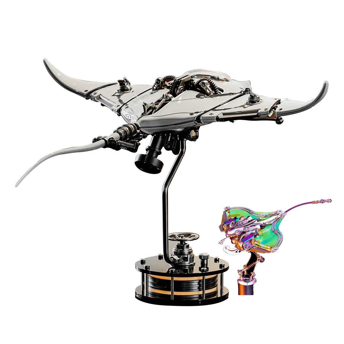 Mobula Rays Model Sci-fi White Mobula Manta Ray 3D Metal Mechanical DIY Model Kits Artwo