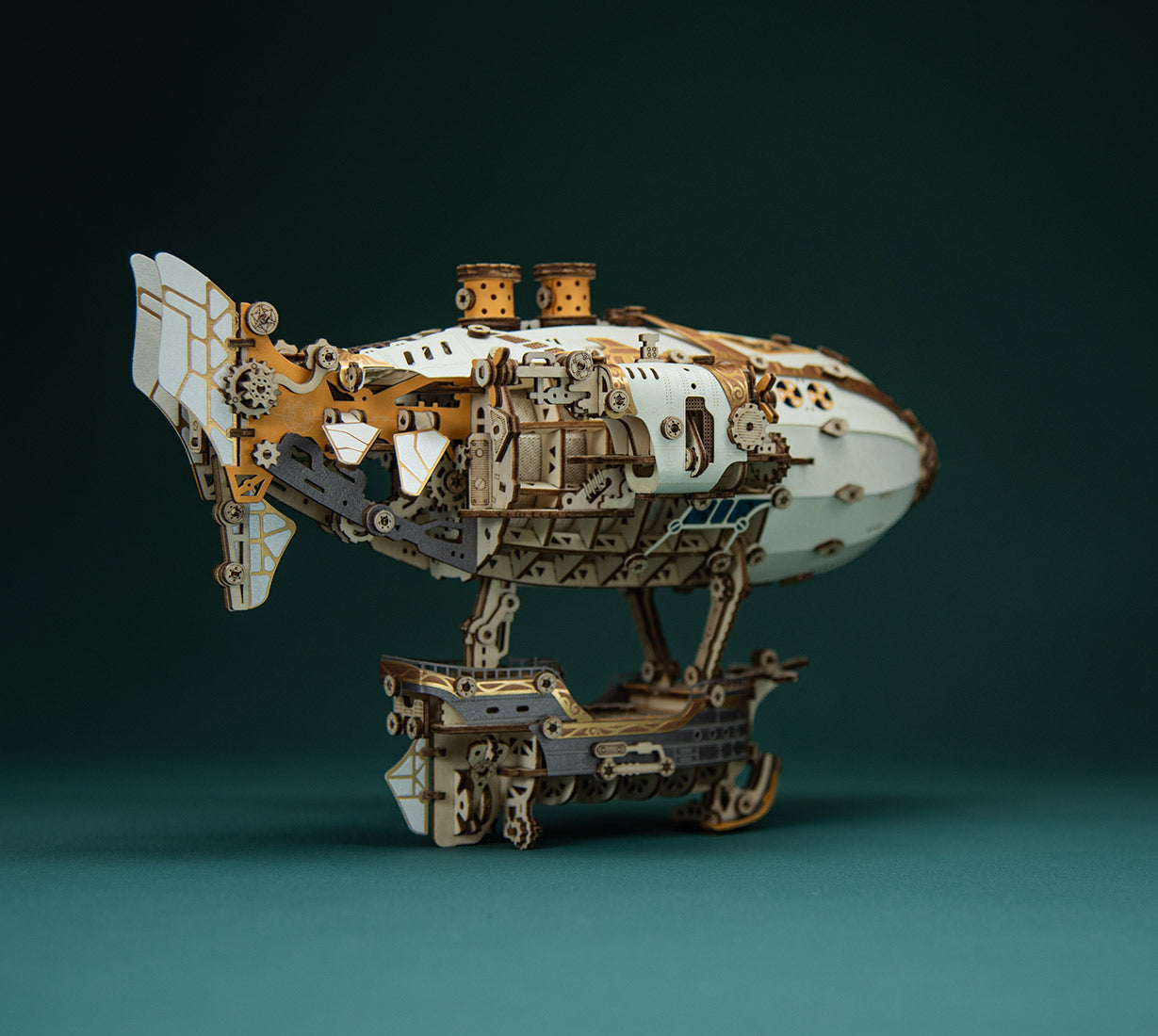 Steampunk Airship Blimps 3D Wooden Puzzle Model Building Kit with LED