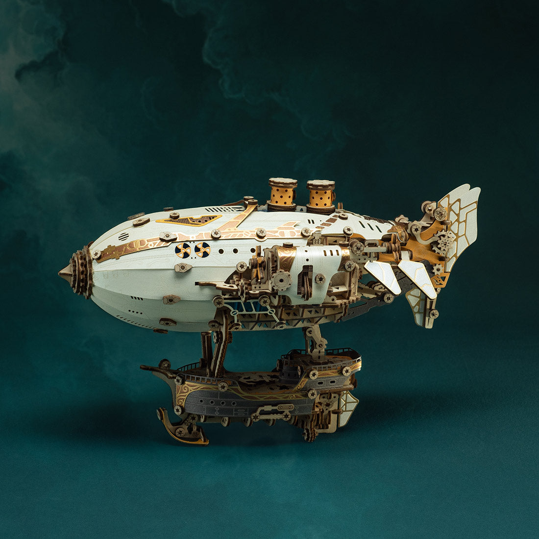 Steampunk Airship Blimps 3D Wooden Puzzle Model Building Kit with LED Light