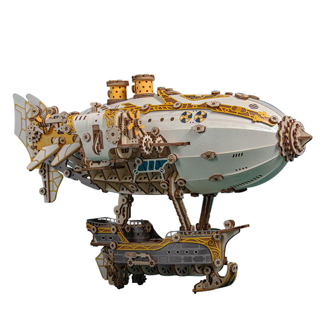 Steampunk Airship Blimps 3D Wooden Puzzle Model Building Kit with LED Light