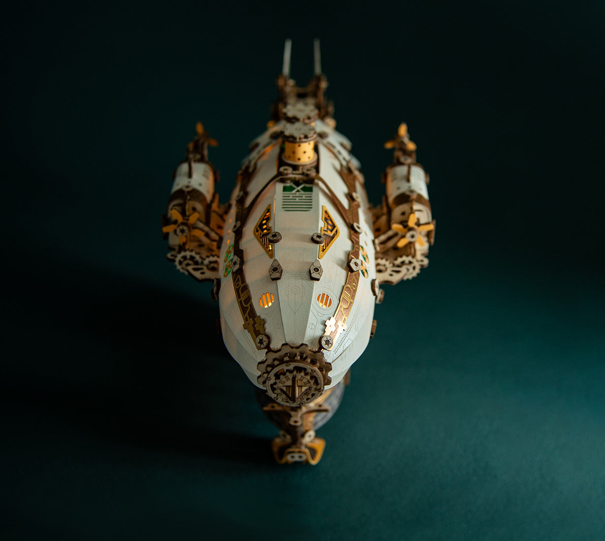 Steampunk Airship Blimps 3D Wooden Puzzle Model Building Kit with LED Light