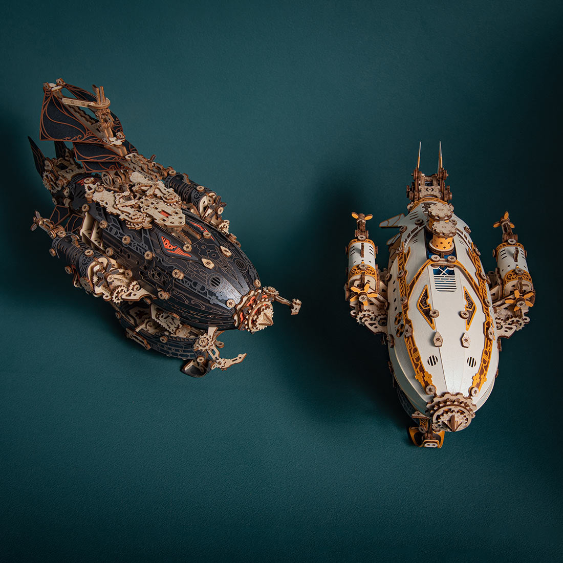 Steampunk Airship Blimps 3D Wooden Puzzle Model Building Kit with LED Light