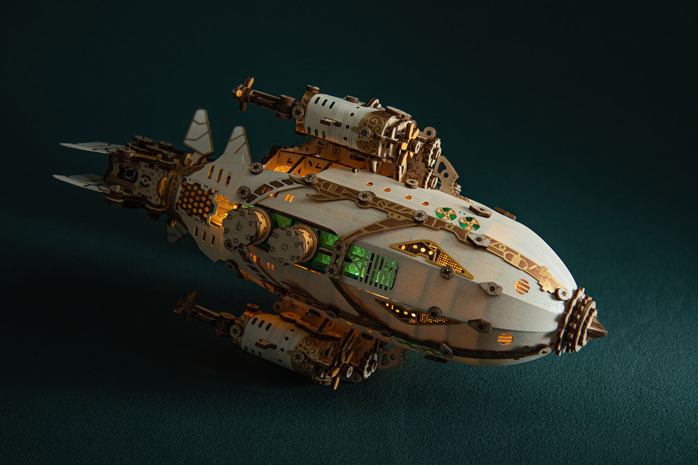 Steampunk Airship Blimps 3D Wooden Puzzle Model Building Kit with LED Light