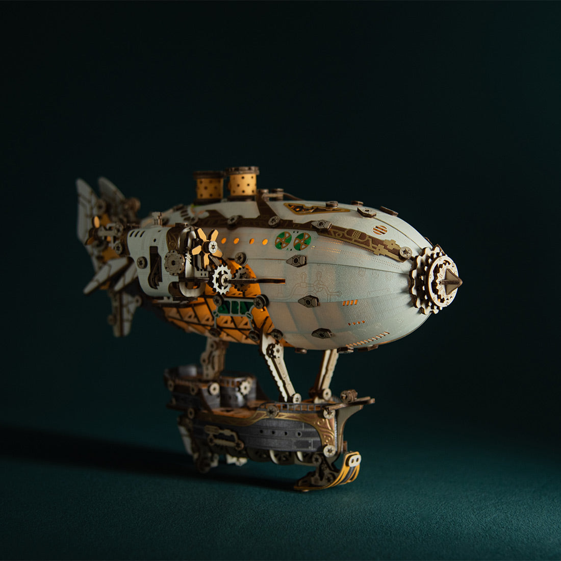 Steampunk Airship Blimps 3D Wooden Puzzle Model Building Kit with LED Light