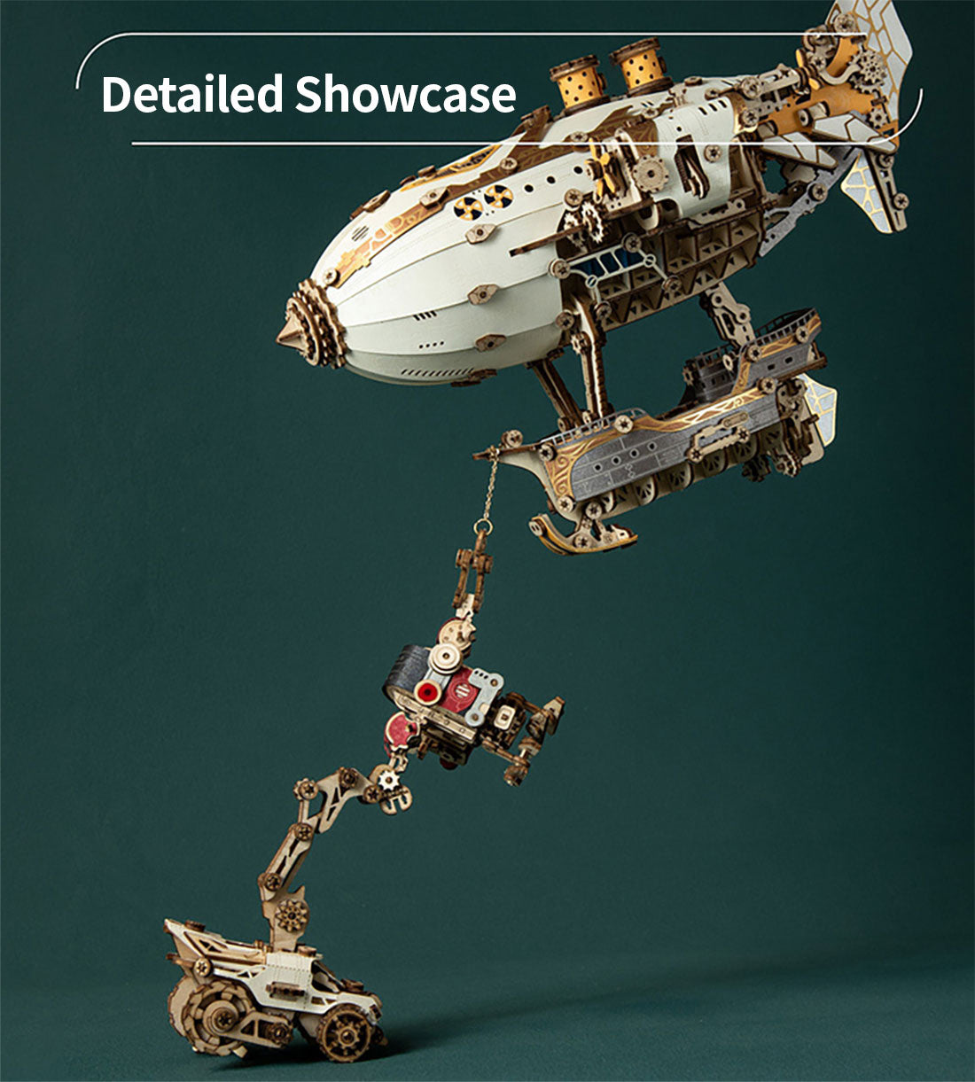 Steampunk Airship Blimps 3D Wooden Puzzle Model Building Kit with LED Light