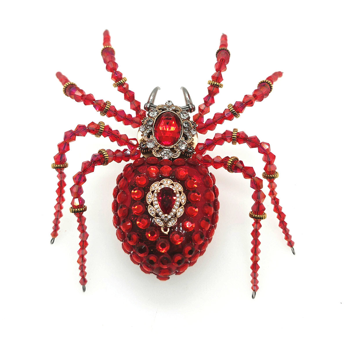 Steampunk Beaded Crystal Red Spider Model Building Kits with Music Box (260PCS)