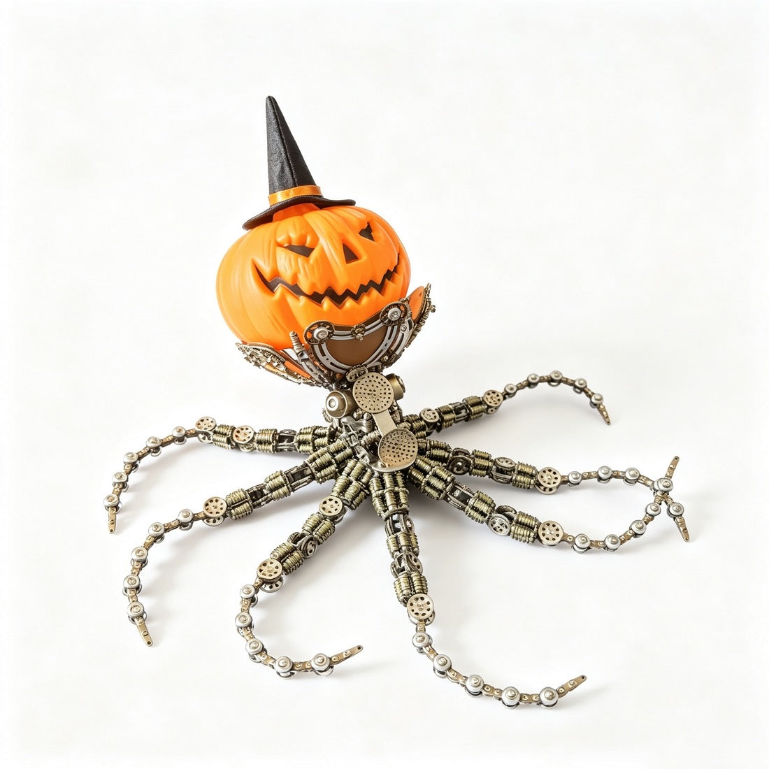Steampunk Mechanical Octopus 3D Metal Model Kit Pumpkin Head Halloween Decoration 2400+PCS