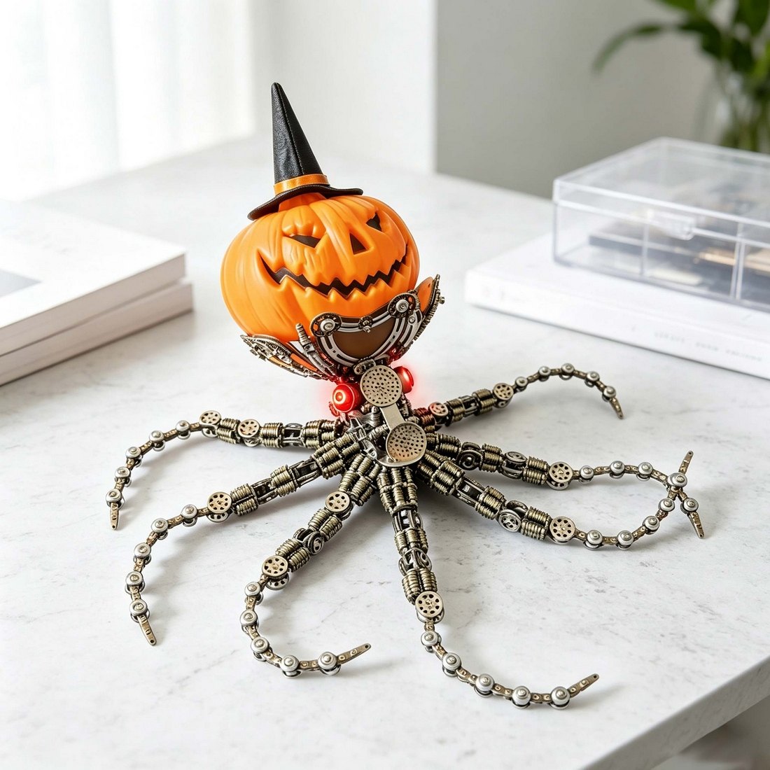 Steampunk Mechanical Octopus 3D Metal Model Kit Pumpkin Head Halloween Decoration 2400+PCS