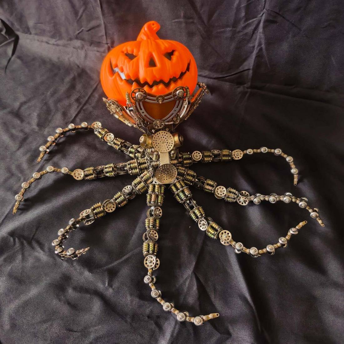 Steampunk Mechanical Octopus 3D Metal Model Kit Pumpkin Head Halloween Decoration 2400+PCS