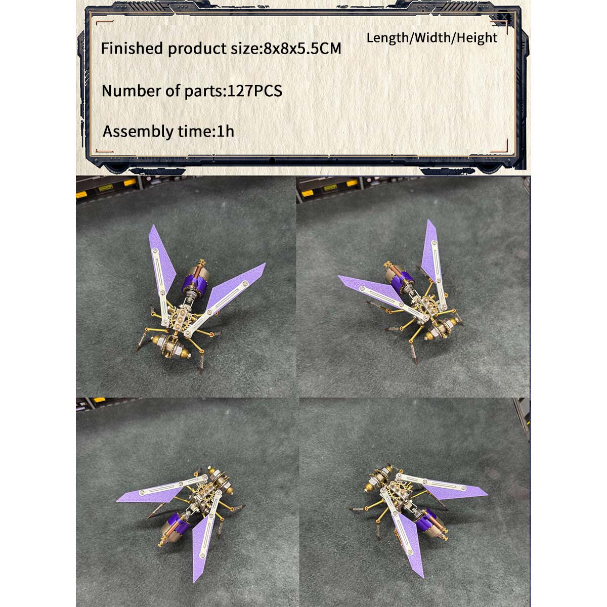 Steampunk Red Wasp Insects 3D Metal Model Kit 127PCS