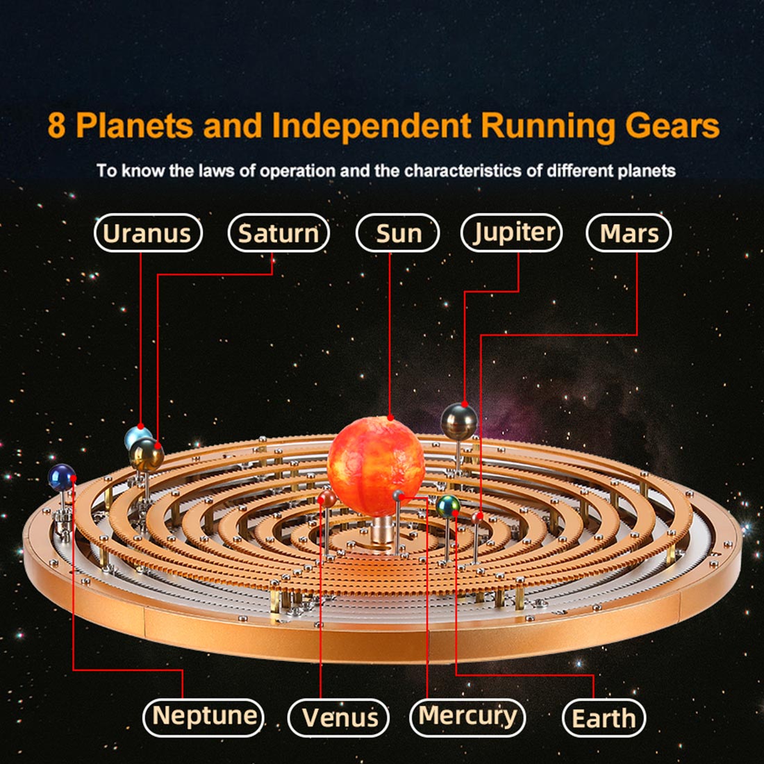 Teching DIY Your 8 Planets Solar System Orrery Planetarium Build with Motor