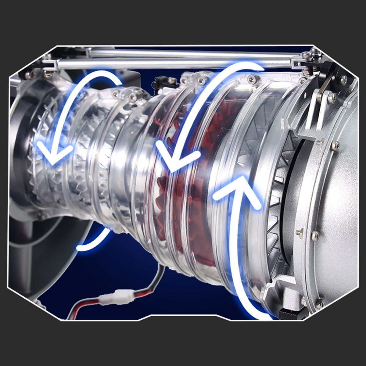TECHING DM121 DIY Cutaway Dual Spool Turbofan Engine Model Kit 1/12 Scale High Bypass Metal Jet Engine Model