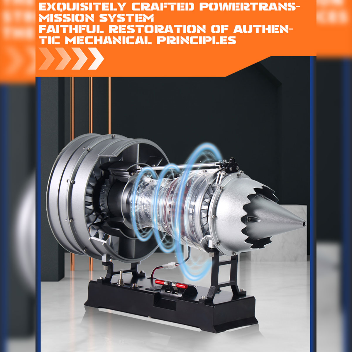 TECHING DM121 DIY Cutaway Dual Spool Turbofan Engine Model Kit 1/12 Scale High Bypass Metal Jet Engine Model