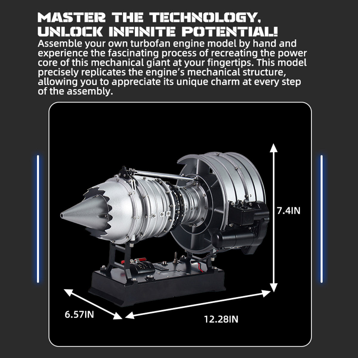 TECHING DM121 DIY Cutaway Dual Spool Turbofan Engine Model Kit 1/12 Scale High Bypass Metal Jet Engine Model