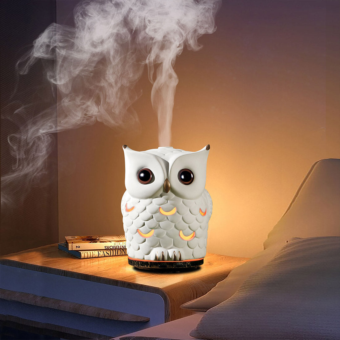 White Owl Essential Oil Diffuser 7 Colors LED Lights for Home