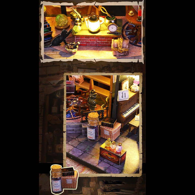 Witch Luna Magic House DIY Miniature Dollhouse Kit for Halloween