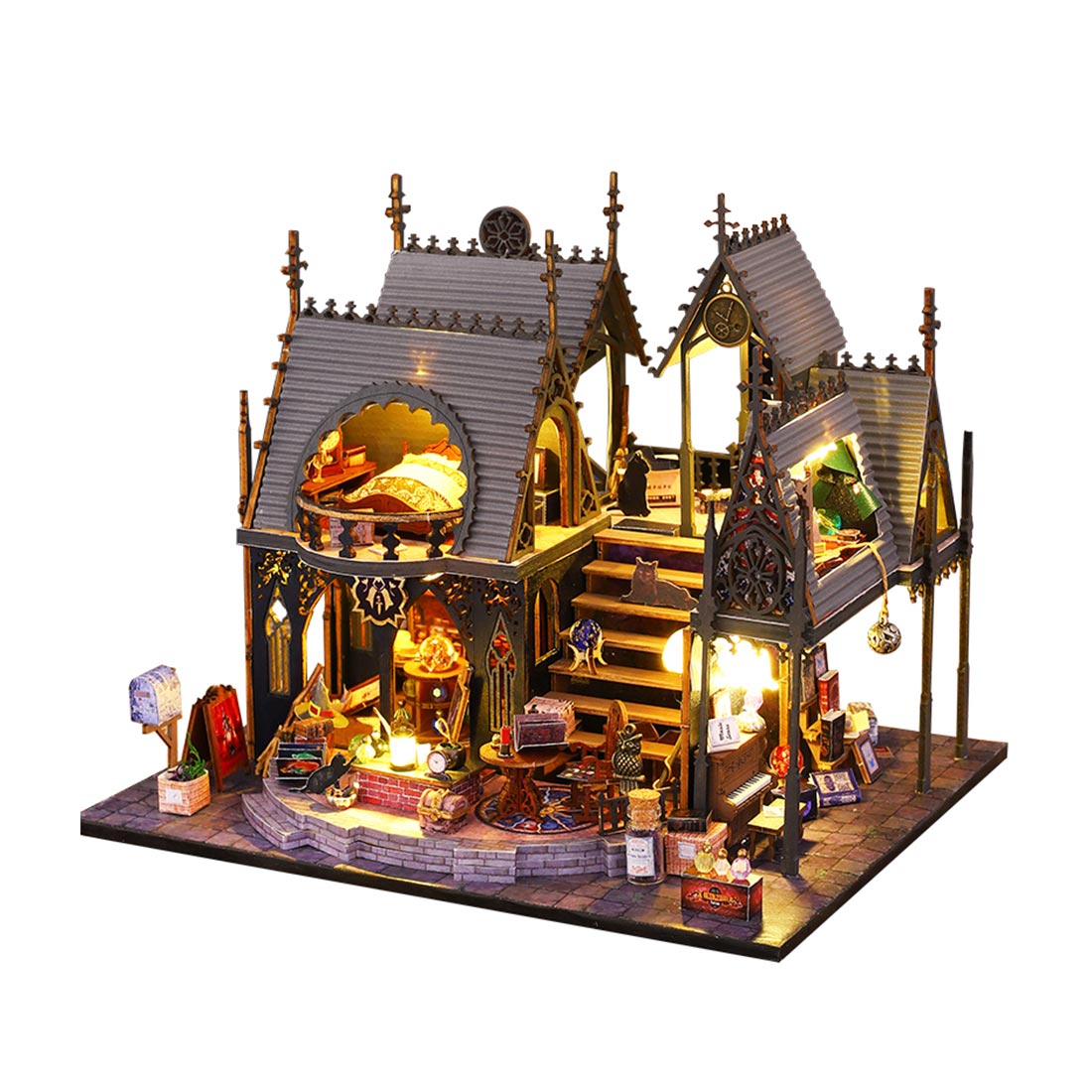 Witch Luna Magic House DIY Miniature Dollhouse Kit for Halloween