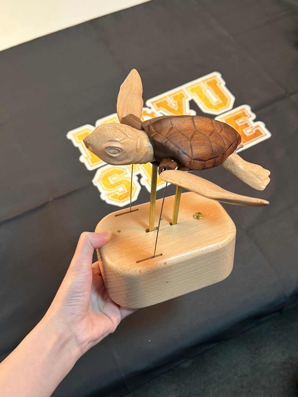 Wooden Sea Turtle Mechanical Model Kit DIY Marine Life Kinetic Sculpture