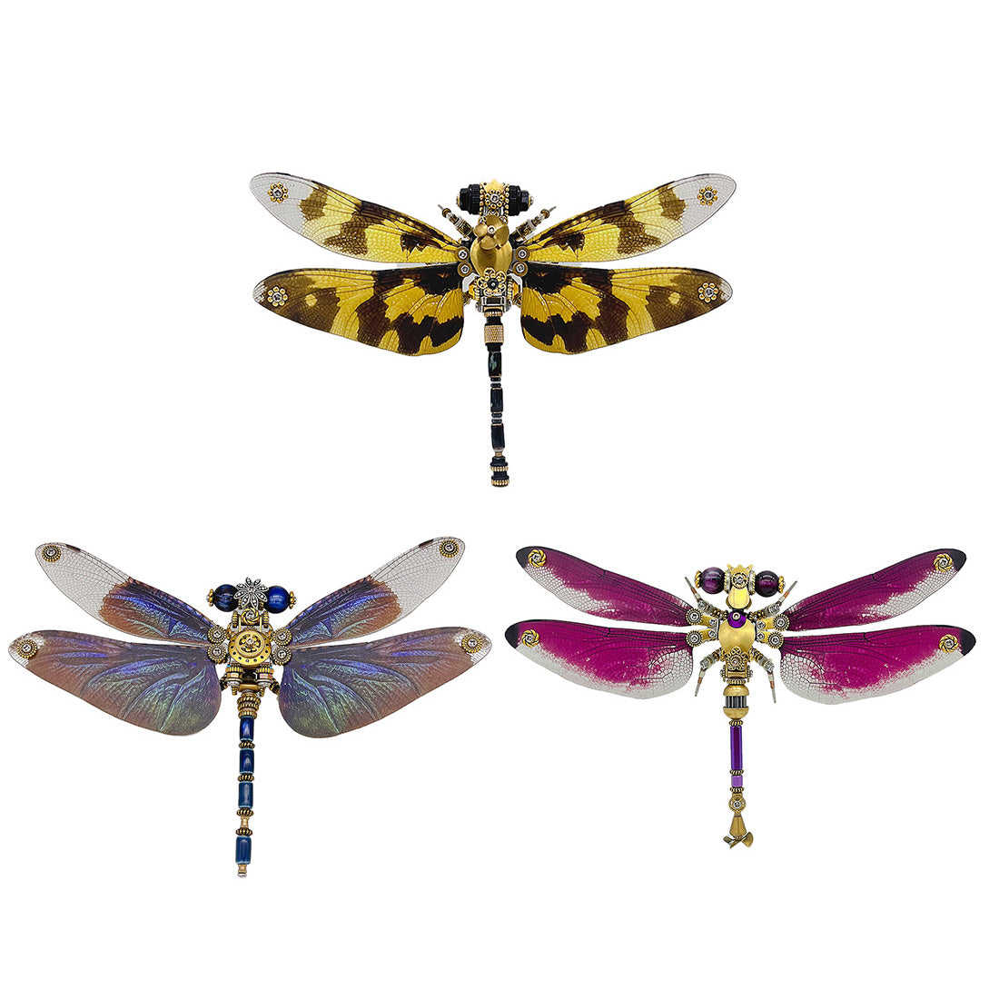 3pcs/set Steampunk Dragonfly 3D Metal Puzzle for Adults