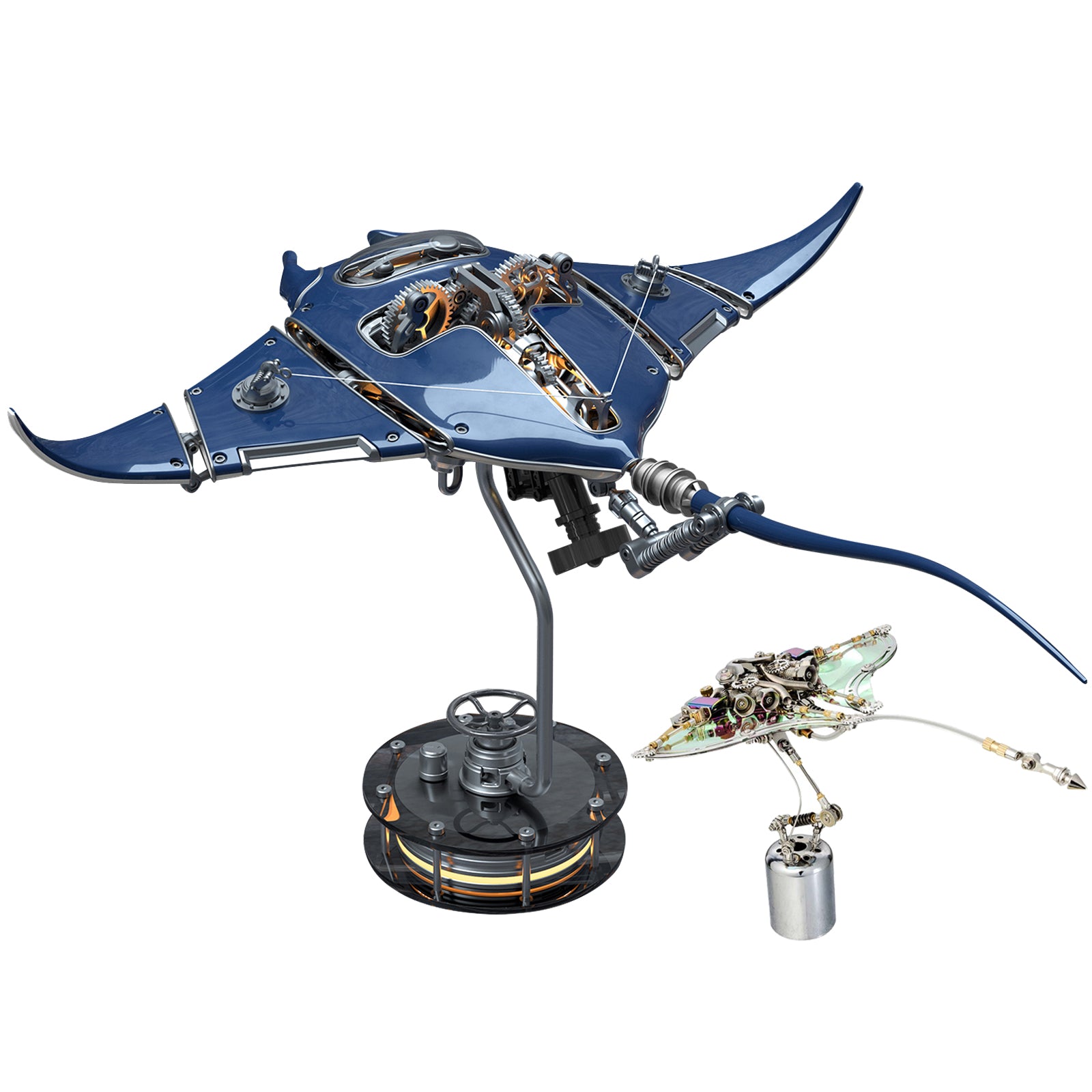 Build Mechanical Mobula Manta Ray Kinetic Sculpture kits Metal Automata Toy