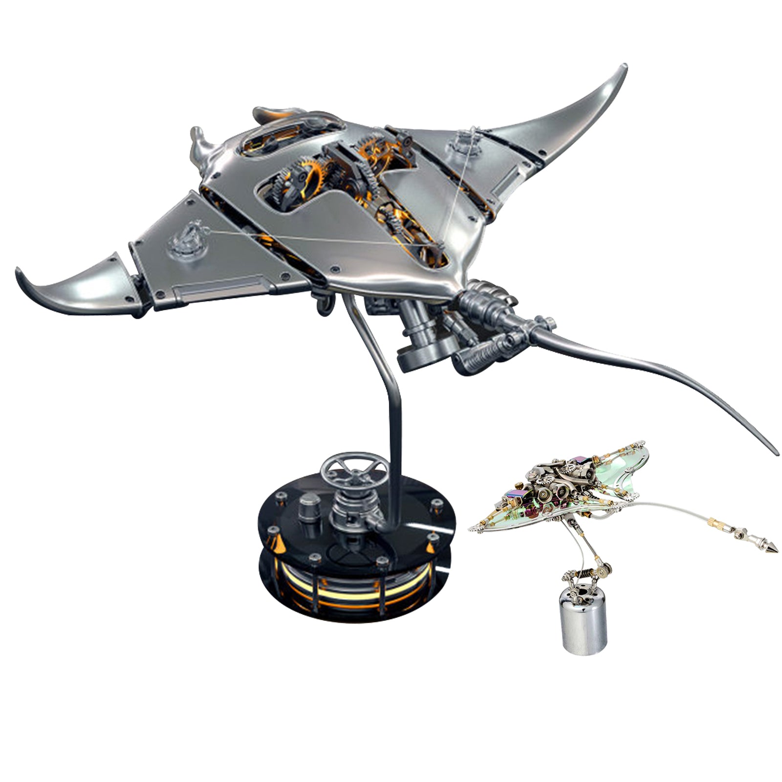Build Mechanical Mobula Manta Ray Kinetic Sculpture kits Metal Automata Toy