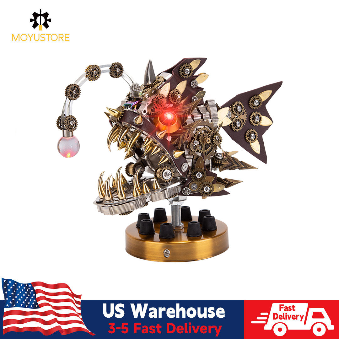 Moyustore Lantern Fish Steampunk Model Kit with Colour-Changing Lamp (700 PCS)