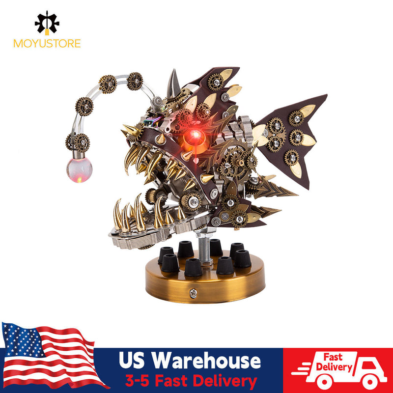 Moyustore Lantern Fish Steampunk Model Kit with Colour-Changing Lamp (700 PCS)