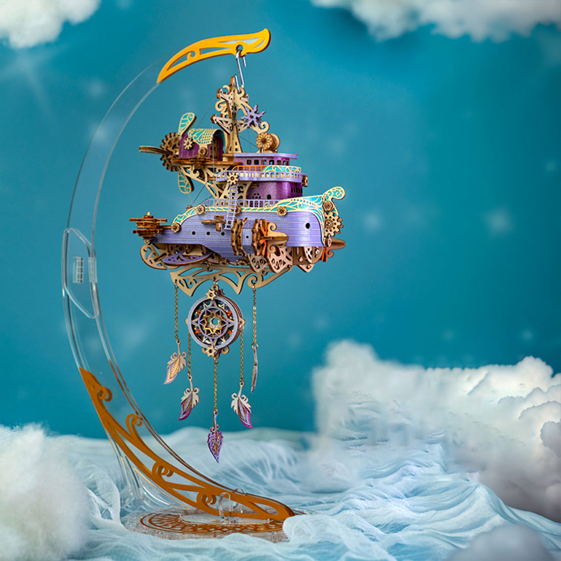 Victorian Steampunk Spaceship Dream Catcher Wooden Building Model Kits
